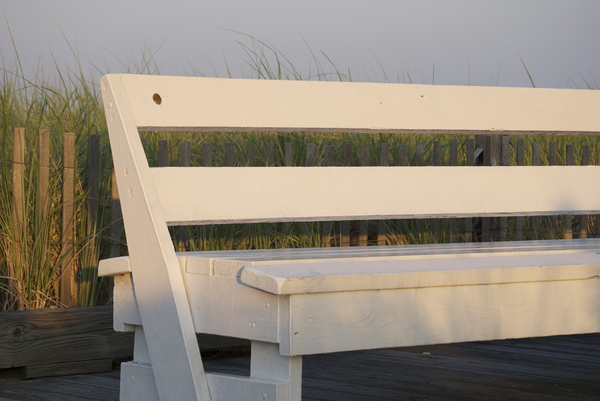 empty bench on the beach